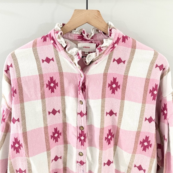 Xirena Women’s Jensen Flannel Button Down Shirt Pink Size Large - Picture 4 of 7